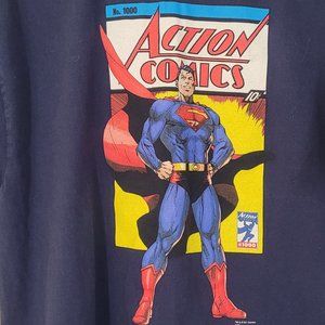 hanes tagless blue action comic hero dc superman crew neck tshirt